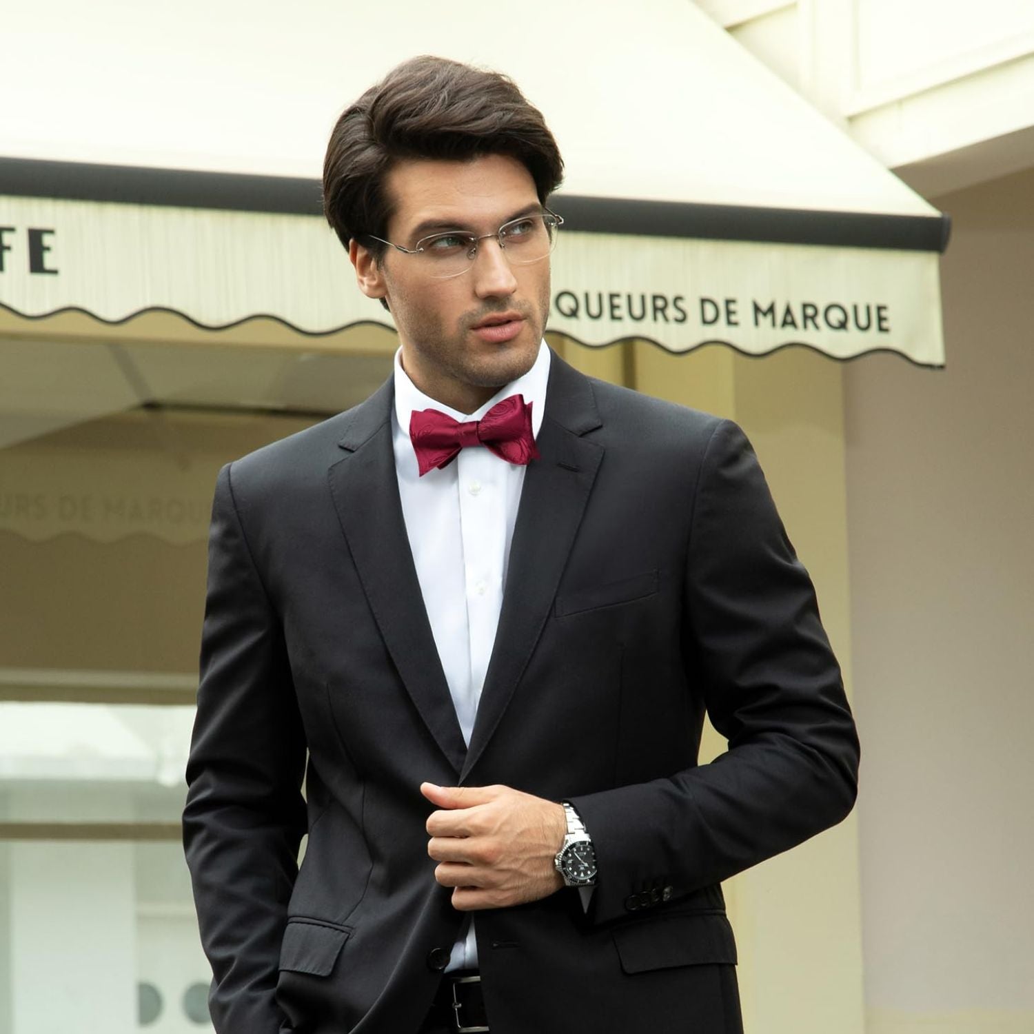 Paisley Bow Tie & Pocket Square - D-BURGUNDY