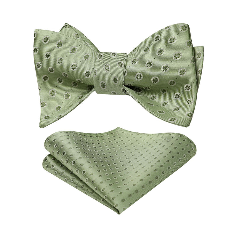 Floral Bow Tie & Pocket Square - B-06 SAGE GREEN