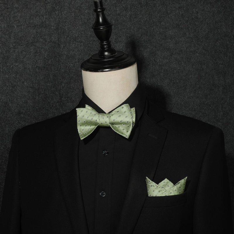 Floral Bow Tie & Pocket Square - B-06 SAGE GREEN