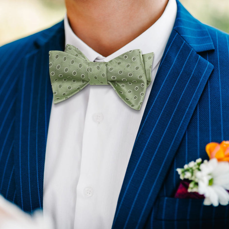 Floral Bow Tie & Pocket Square - B-06 SAGE GREEN