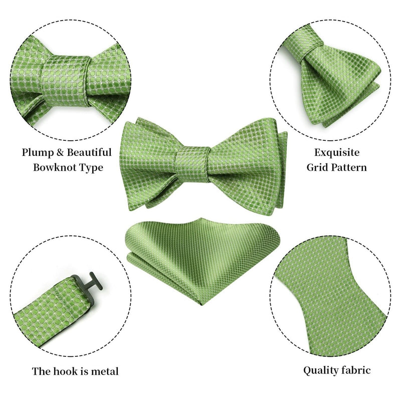 Houndstooth Bow Tie & Pocket Square - 01-GREEN