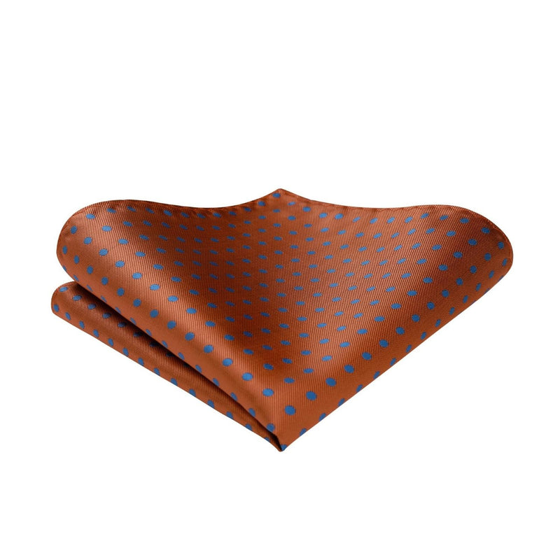 Polka Dots Bow Tie & Pocket Square - 02-ORANGE/BLUE