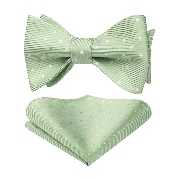 Polka Dots Bow Tie & Pocket Square - 03-GREEN/WHITE