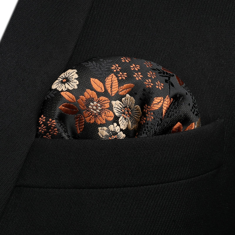 Floral Bow Tie & Pocket Square - BLACK 2 