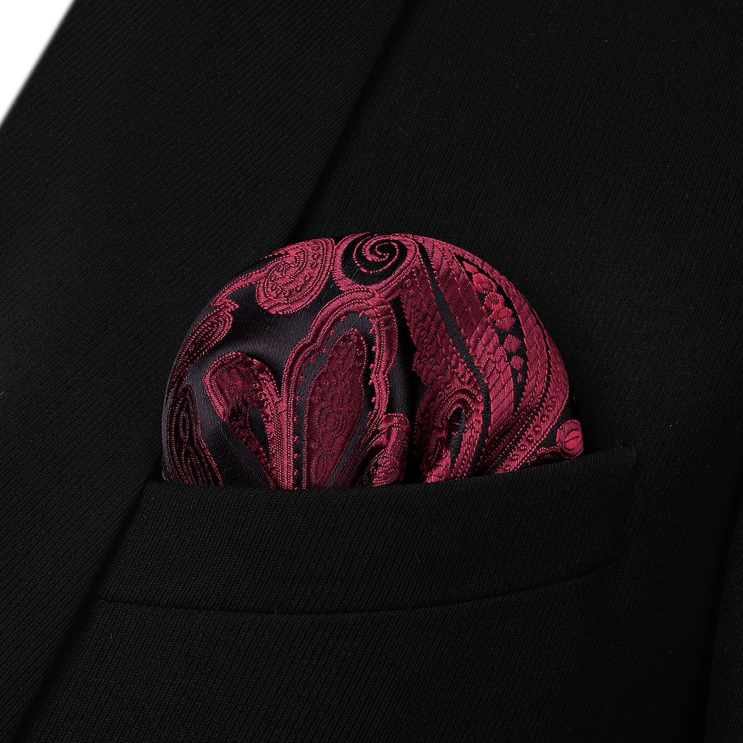 Paisley Bow Tie & Pocket Square - BURGUNDY-4