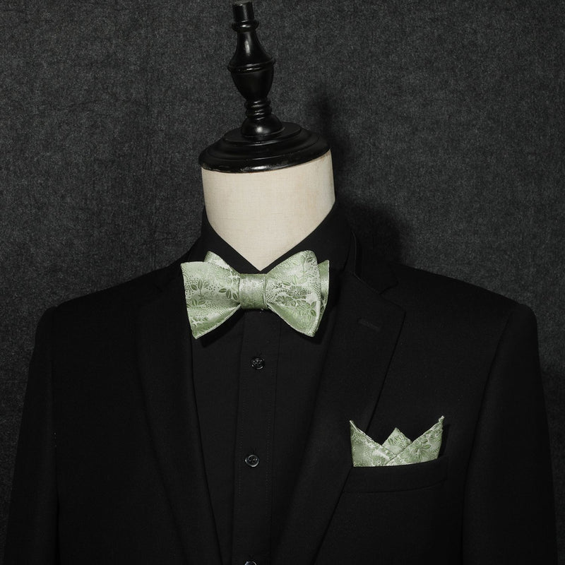 Floral Bow Tie & Pocket Square - B-05 SAGE GREEN