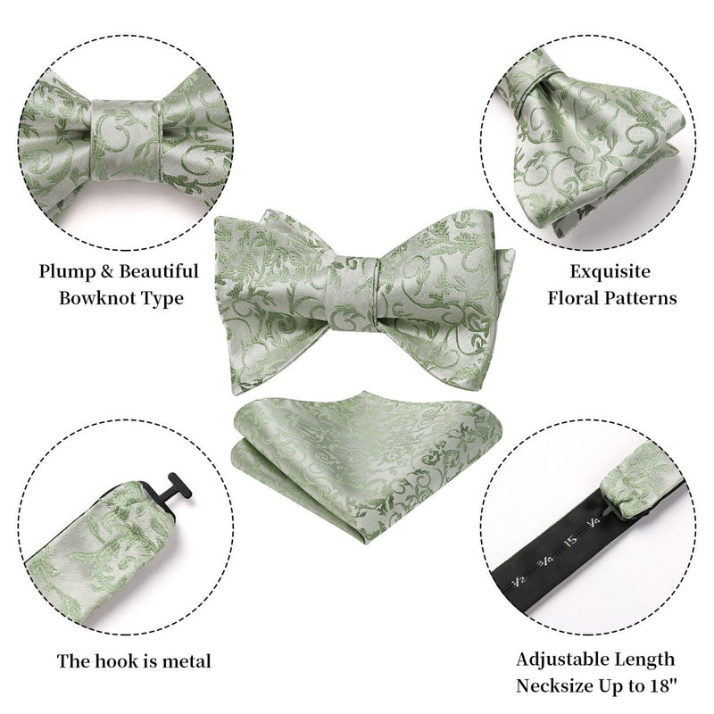 Floral Bow Tie & Pocket Square - SAGE GREEN-1