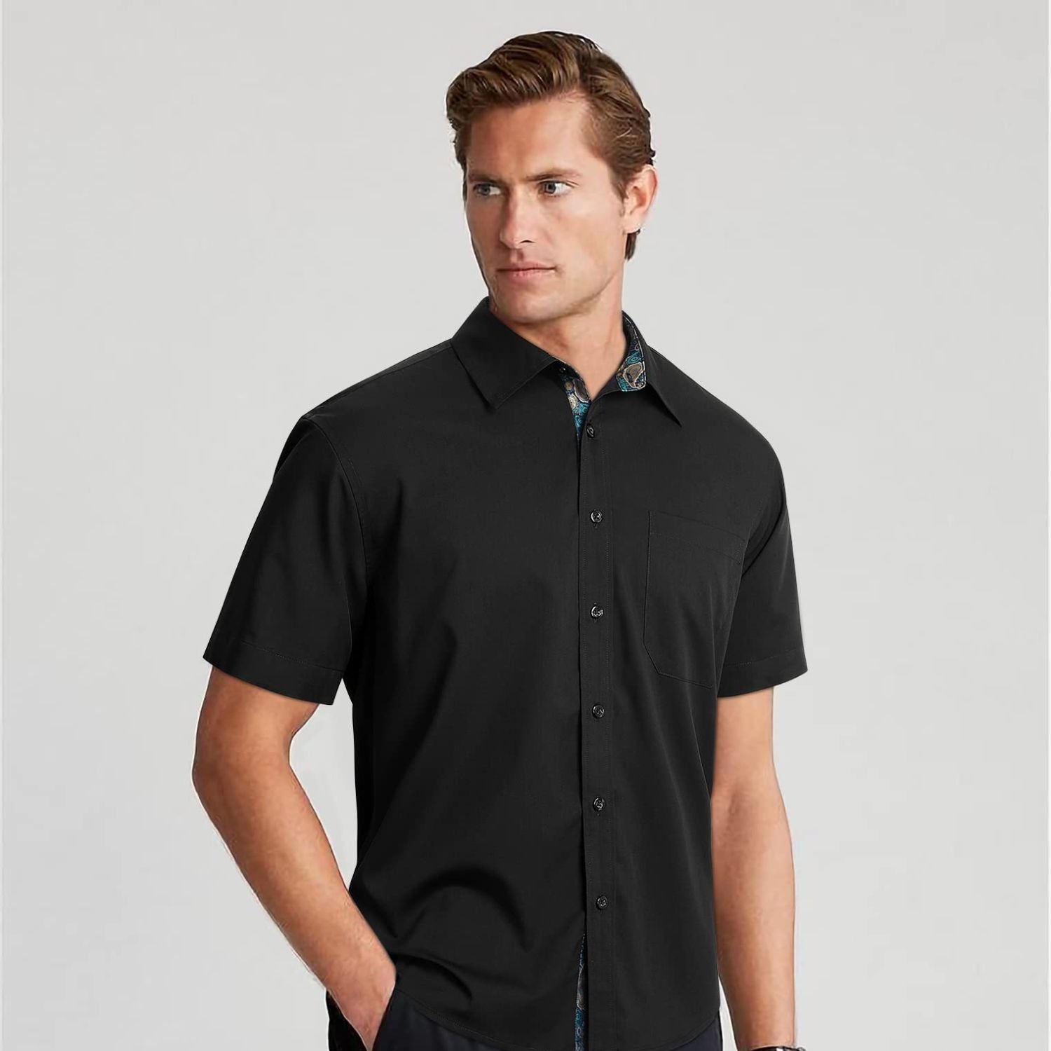 Men's Short Sleeve with Pocket - A1-BLACK