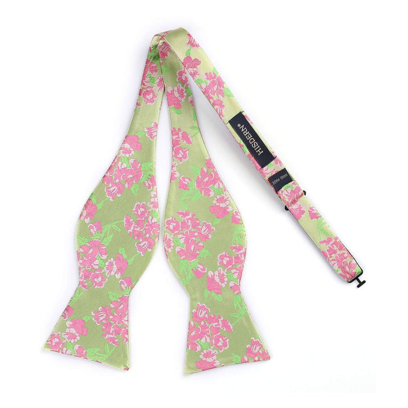 Floral Bow Tie & Pocket Square - GREEN/PINK