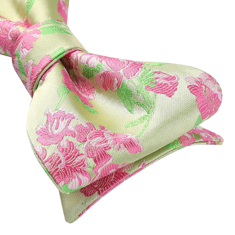 Floral Bow Tie & Pocket Square - GREEN/PINK