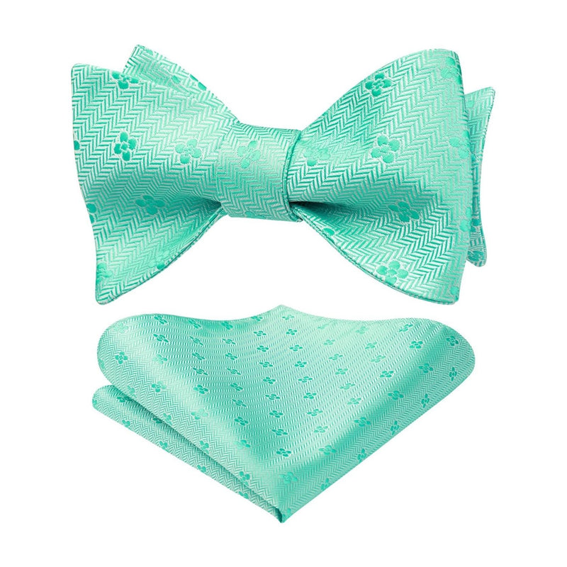 Floral Bow Tie & Pocket Square - 02-LIGHT GREEN