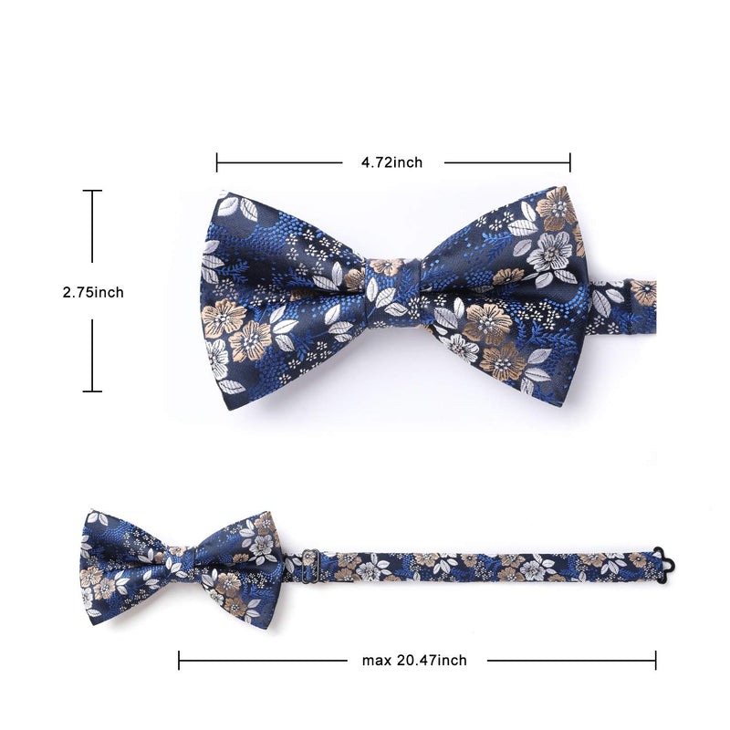 Paisley Pre-Tied Bow Tie & Pocket Square - A-BLUE 8