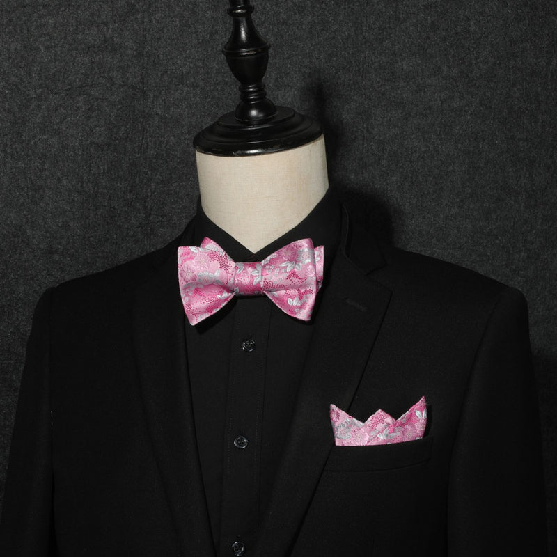 Floral Bow Tie & Pocket Square - E-02 PINK