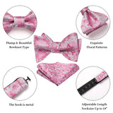 Floral Bow Tie & Pocket Square - E-02 PINK