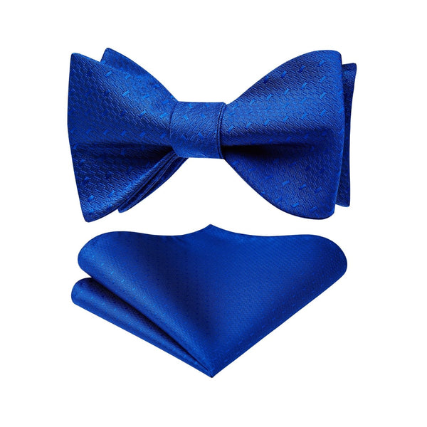 Houndstooth Bow Tie & Pocket Square - 02-ROYAL BLUE