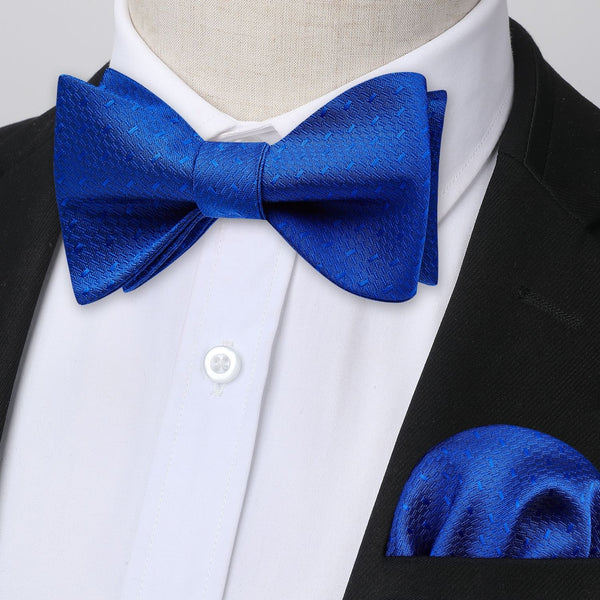 Houndstooth Bow Tie & Pocket Square - 02-ROYAL BLUE