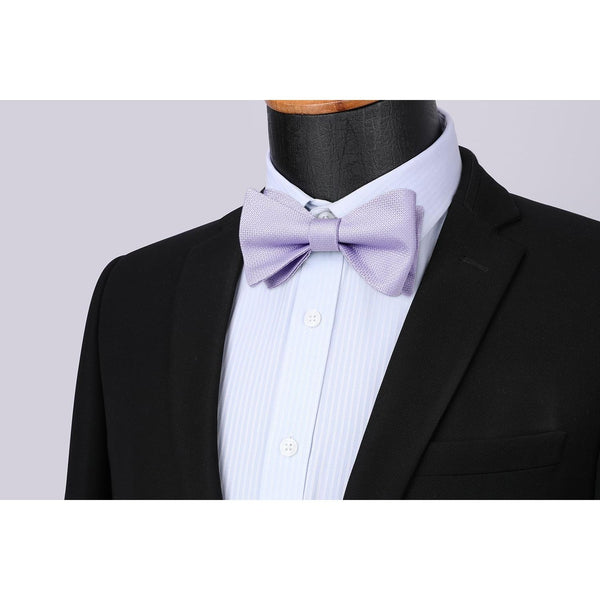 Houndstooth Bow Tie & Pocket Square - 02-PURPLE