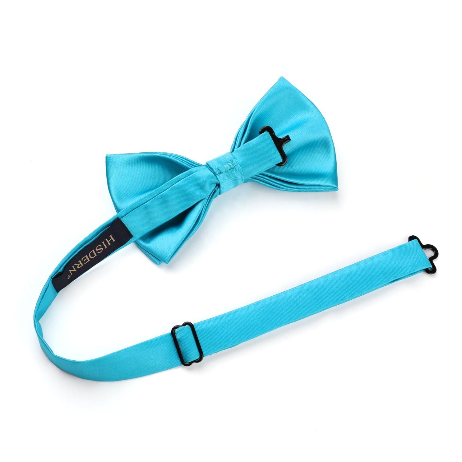Hisdern Teal Solid Pre-Tied Bow Tie Accessories Set For Evening Wear