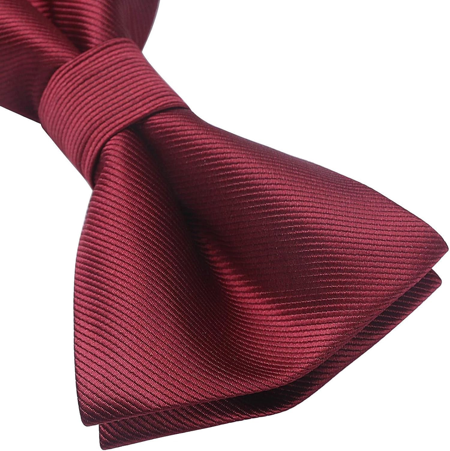 Solid Pre-Tied Bow Tie & Pocket Square - U-BURGUNDY 2