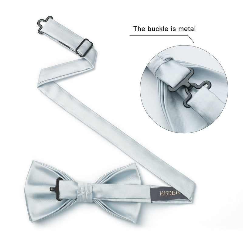 Solid Pre-Tied Bow Tie - SILVER-1 