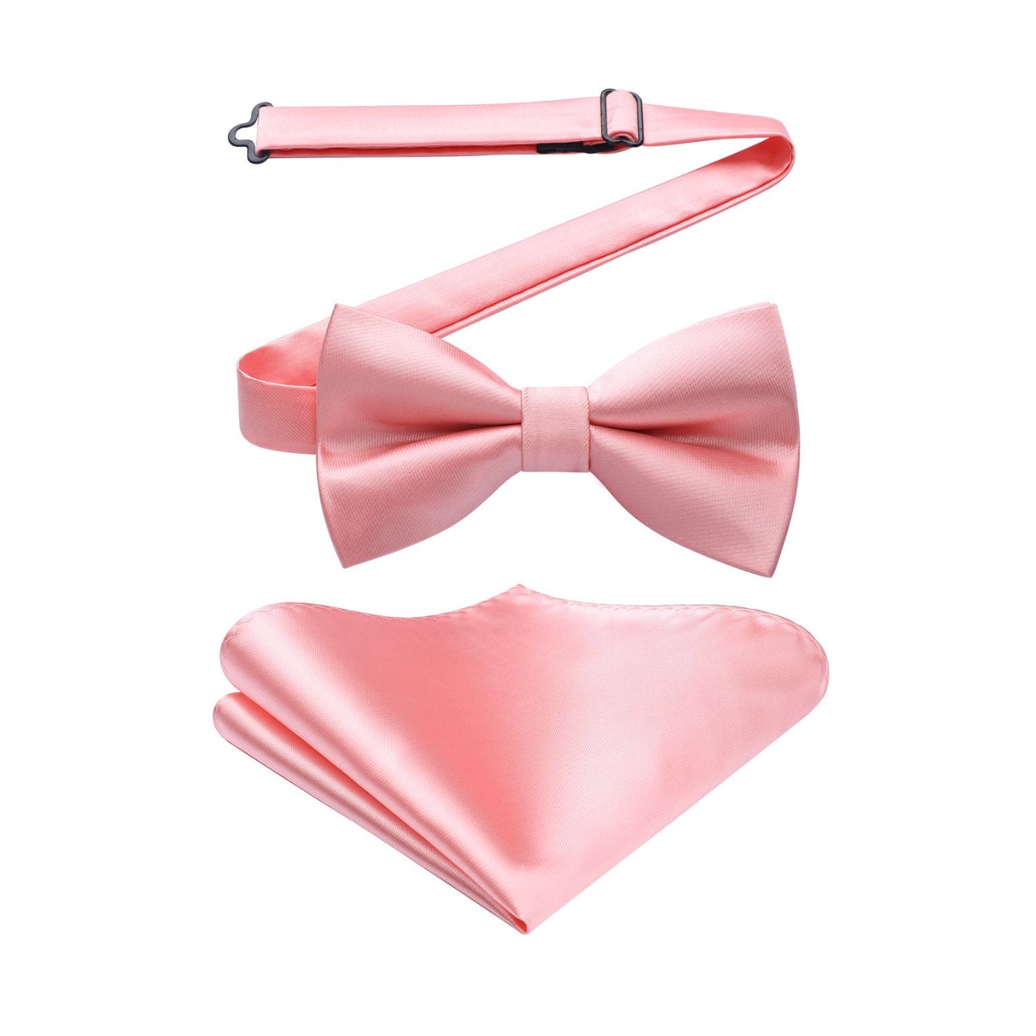 Solid Pre-Tied Bow Tie & Pocket Square - K-CORAL 2