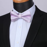 Solid Pre-Tied Bow Tie & Pocket Square - P-LIGHT PURPLE