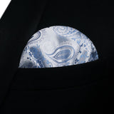 Paisley Bow Tie & Pocket Square - SILVER/BLUE