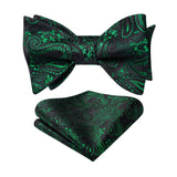 Paisley Bow Tie & Pocket Square - GREEN/BLACK