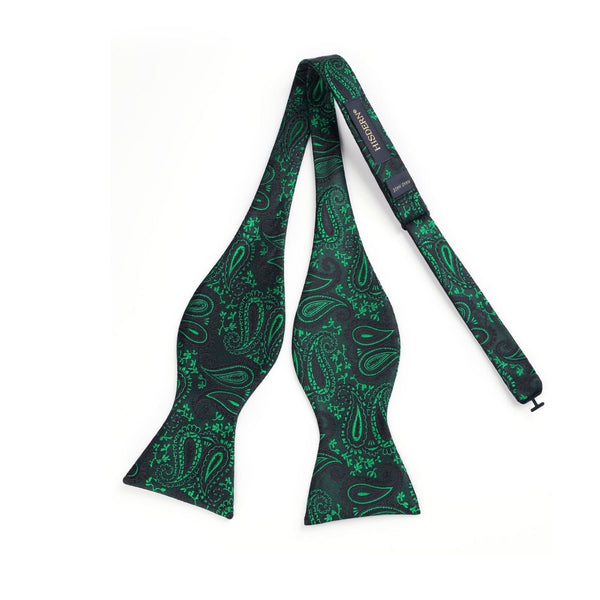 Paisley Bow Tie & Pocket Square - GREEN/BLACK