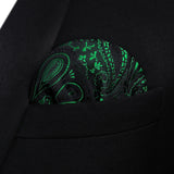 Paisley Bow Tie & Pocket Square - GREEN/BLACK