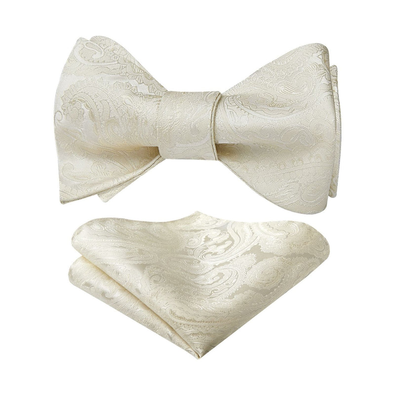 Houndstooth Bow Tie & Pocket Square - CHAMPAGNE-5