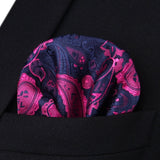 Paisley Bow Tie & Pocket Square - PLUM/NAVY BLUE