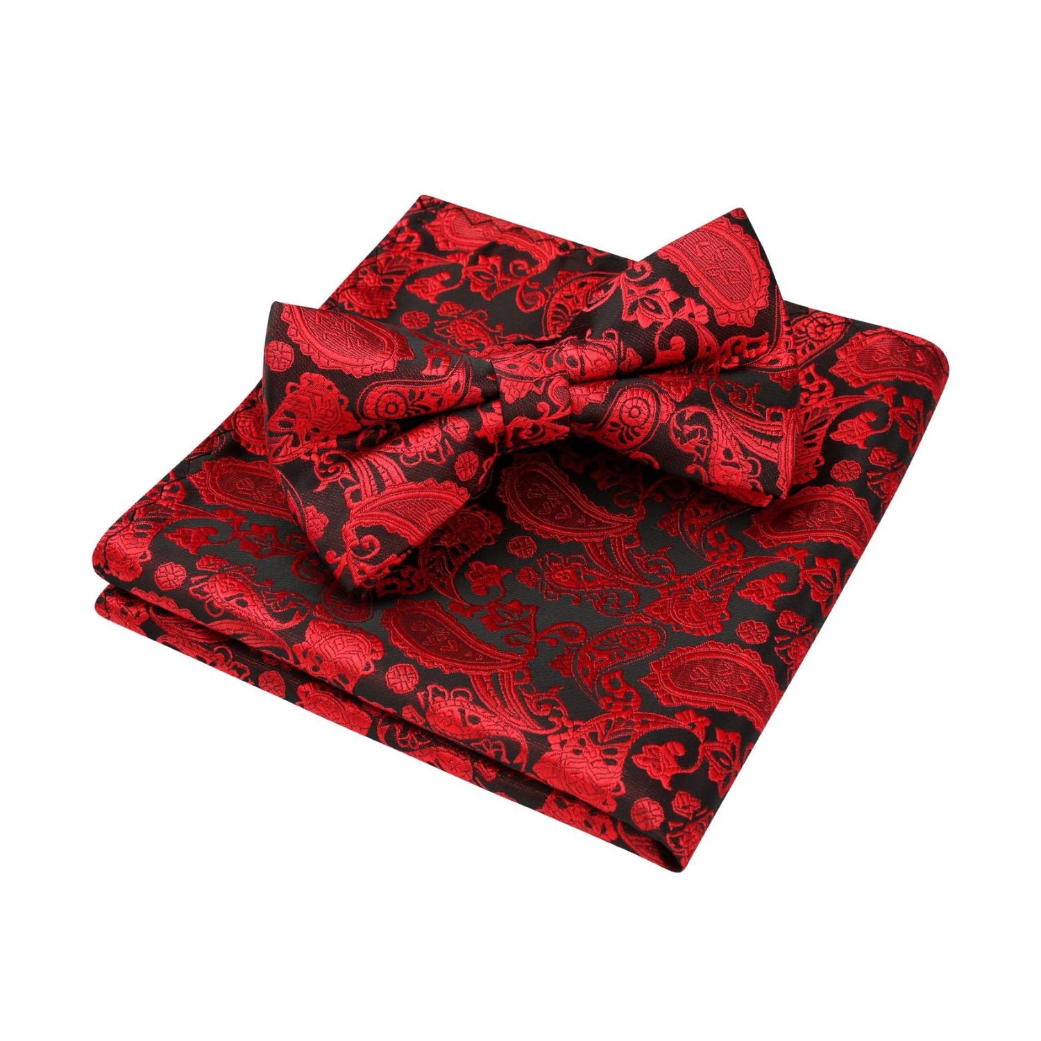 Paisley Pre-Tied Bow Tie - RED-12