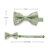 Paisley Pre-Tied Bow Tie & Pocket Square - SAGE GREEN-11