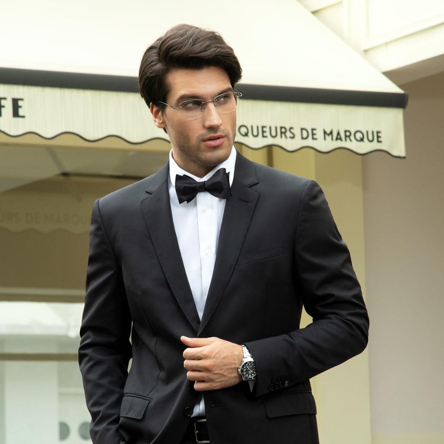 Floral Paisley Bow Tie & Pocket Square Sets - 1-BLACK