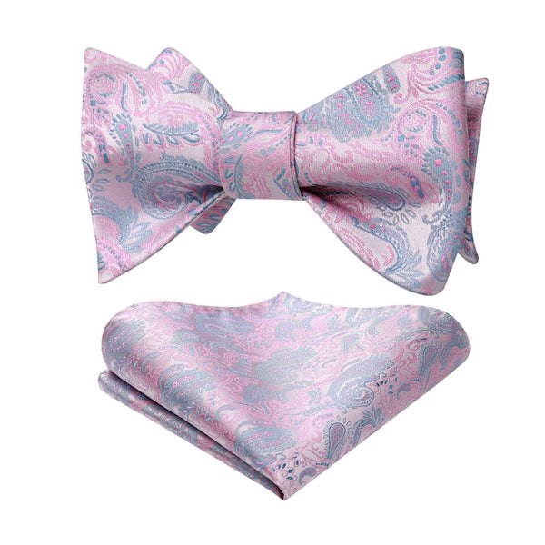 Paisley Bow Tie & Pocket Square - 02-PINK