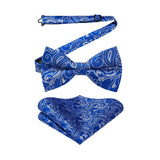 Paisley Pre-Tied Bow Tie & Pocket Square - SAPPHIRE BLUE