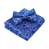 Paisley Pre-Tied Bow Tie & Pocket Square - SAPPHIRE BLUE