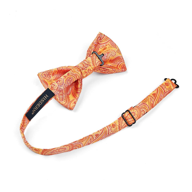 Paisley Pre-Tied Bow Tie & Pocket Square - ORANGE