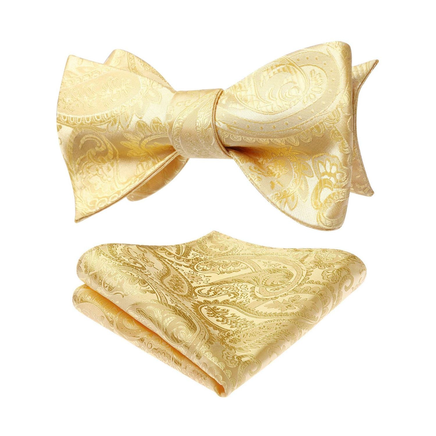 Floral Paisley Bow Tie & Pocket Square - 1-YELLOW