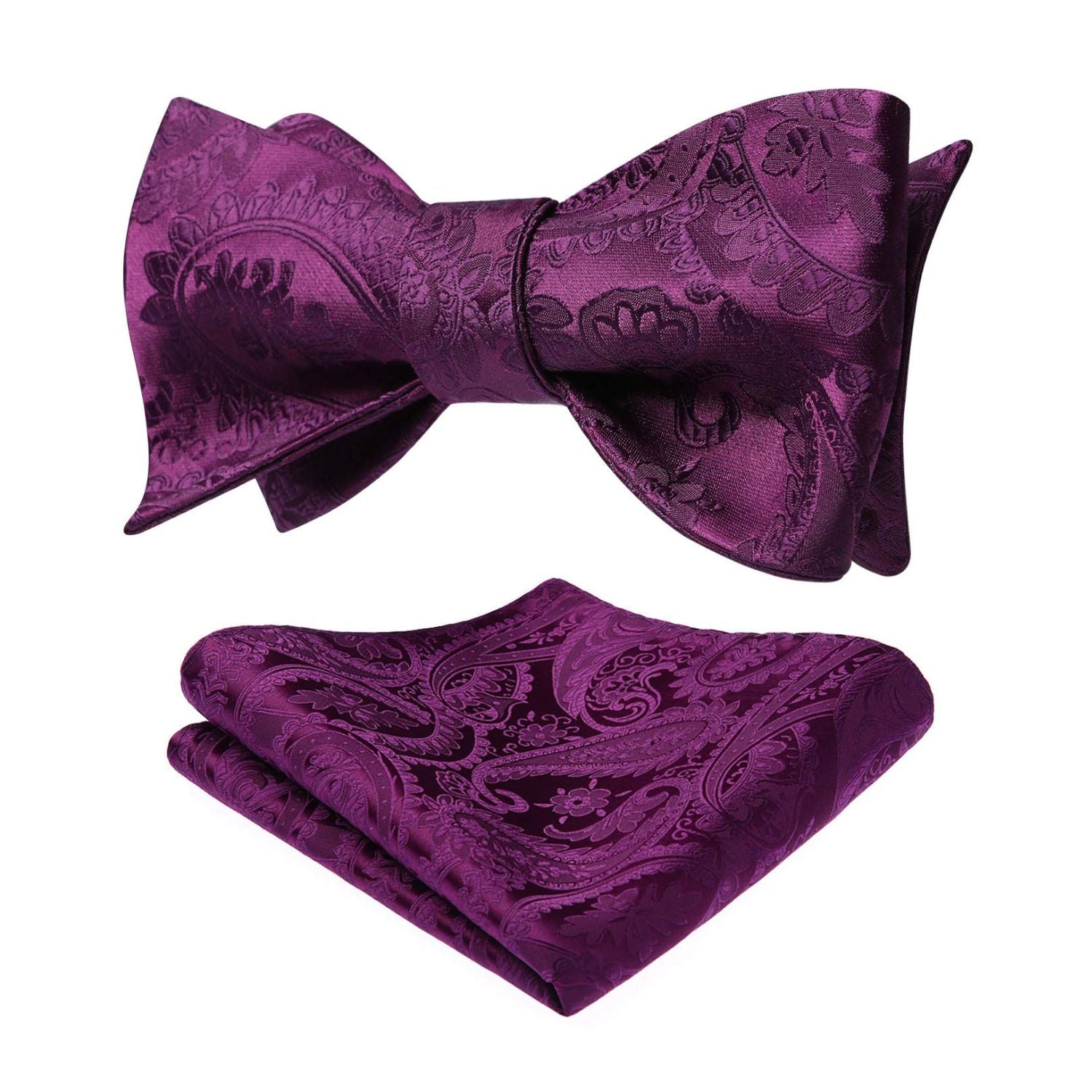 Floral Paisley Bow Tie & Pocket Square Sets - C-PURPLE