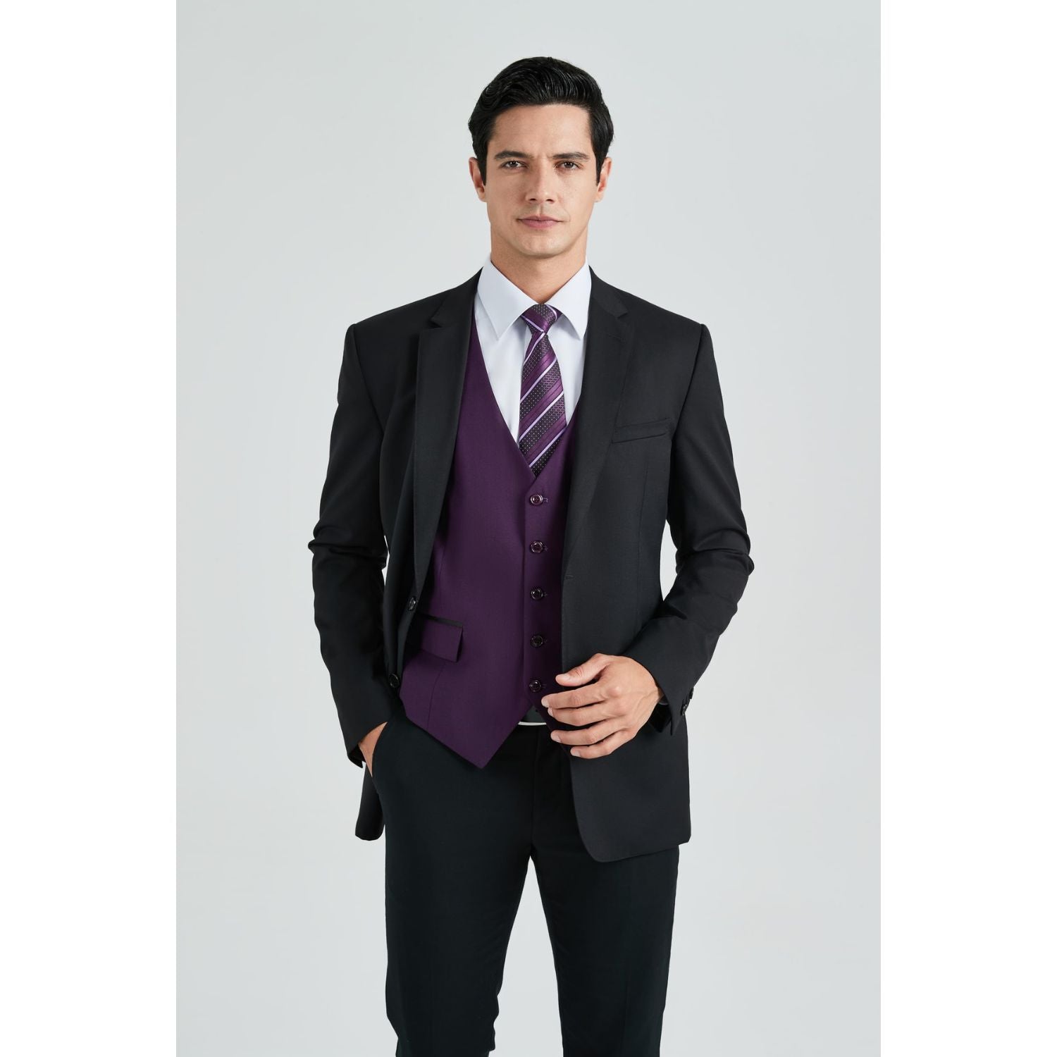 Men's Deep Purple Satin Suit Vest Formal Wear for Wedding