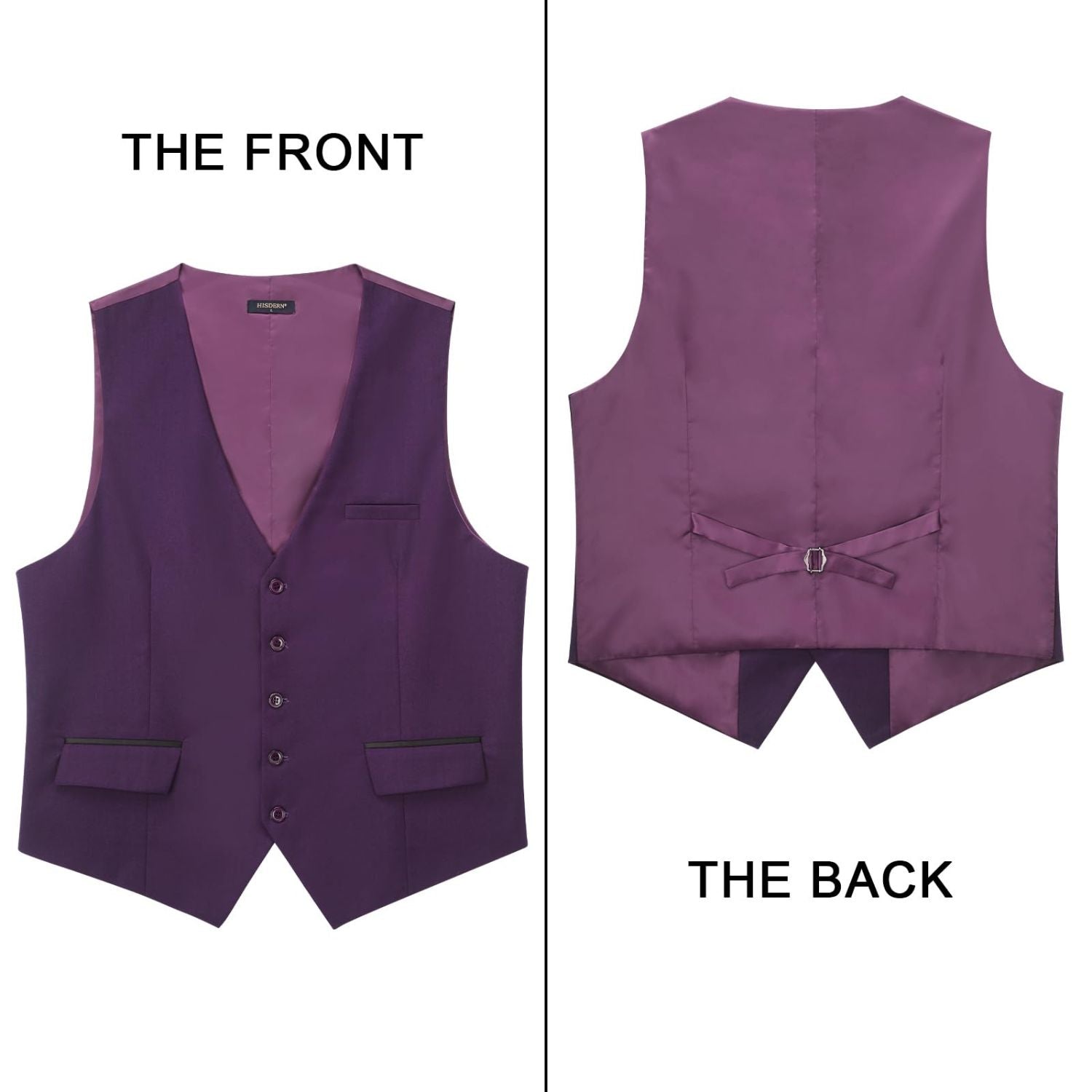 Men's Deep Purple Satin Suit Vest Formal Wear for Wedding