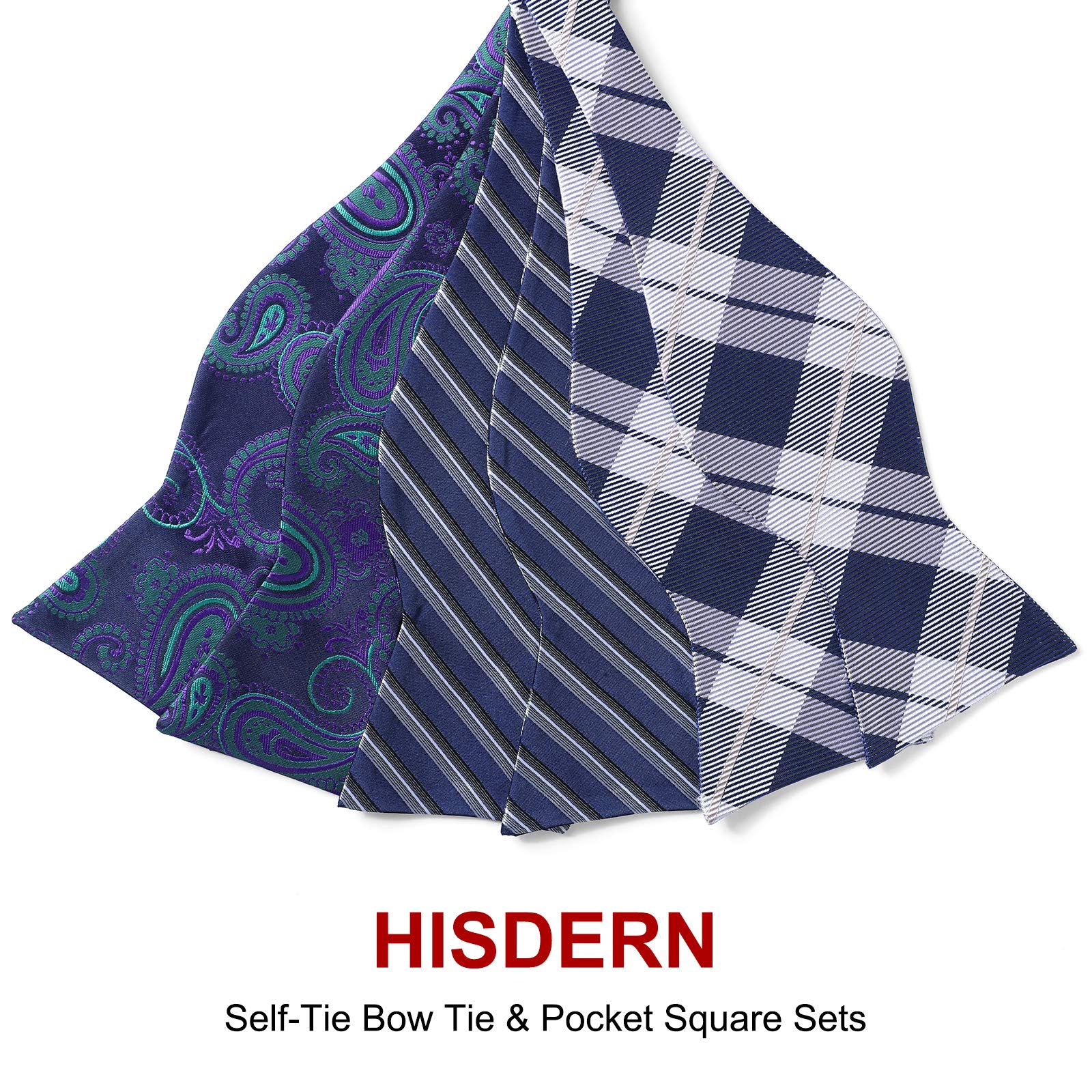 3PCS Mixed Design Bow tie & Pocket Square Sets - B3-07 Christmas Gifts for Men