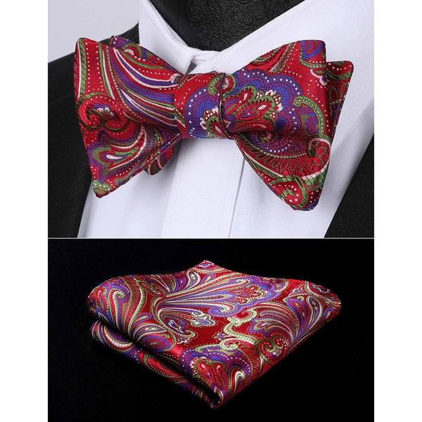 3PCS Mixed Design Bow tie & Pocket Square Sets - B3-02