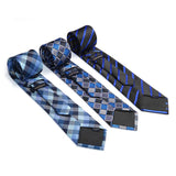 3PCS XL Tie & Pocket Square Set - A3-BLUE/BLACK