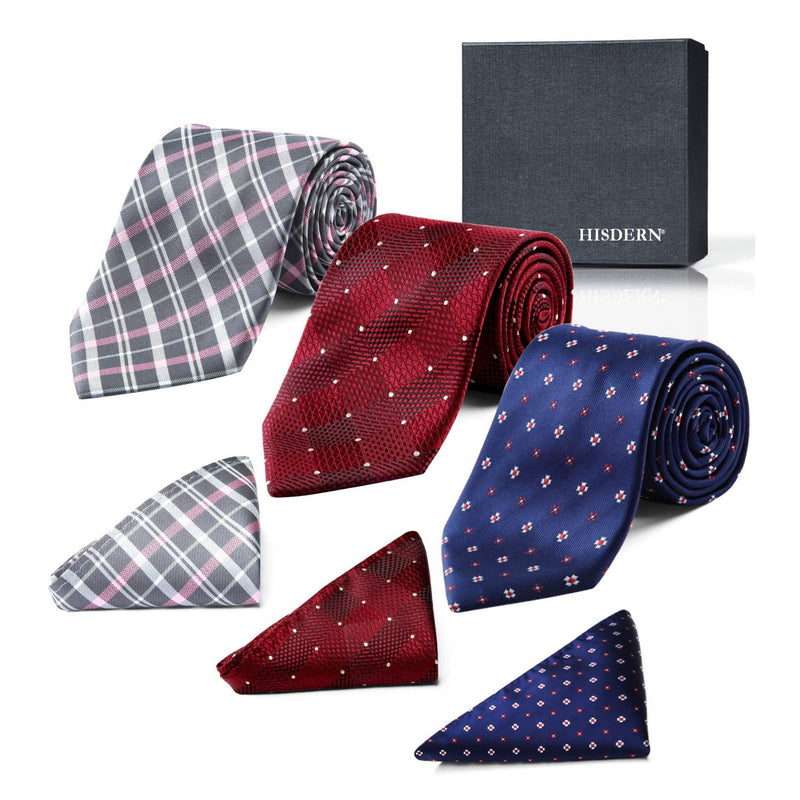 3PCS Tie & Pocket Square Set - T3C-03 Christmas Gifts for Men