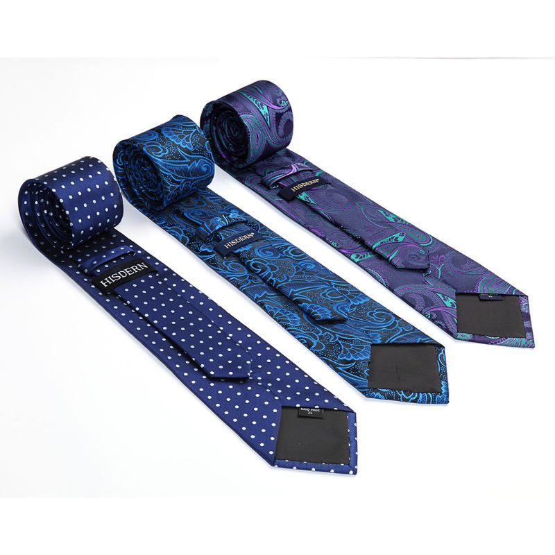 3PCS XL Tie & Pocket Square Set - A5-BLUE