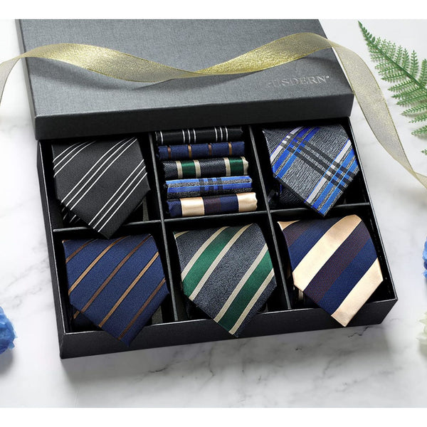 5PCS Tie & Pocket Square Set - 01 Christmas Gifts for Men