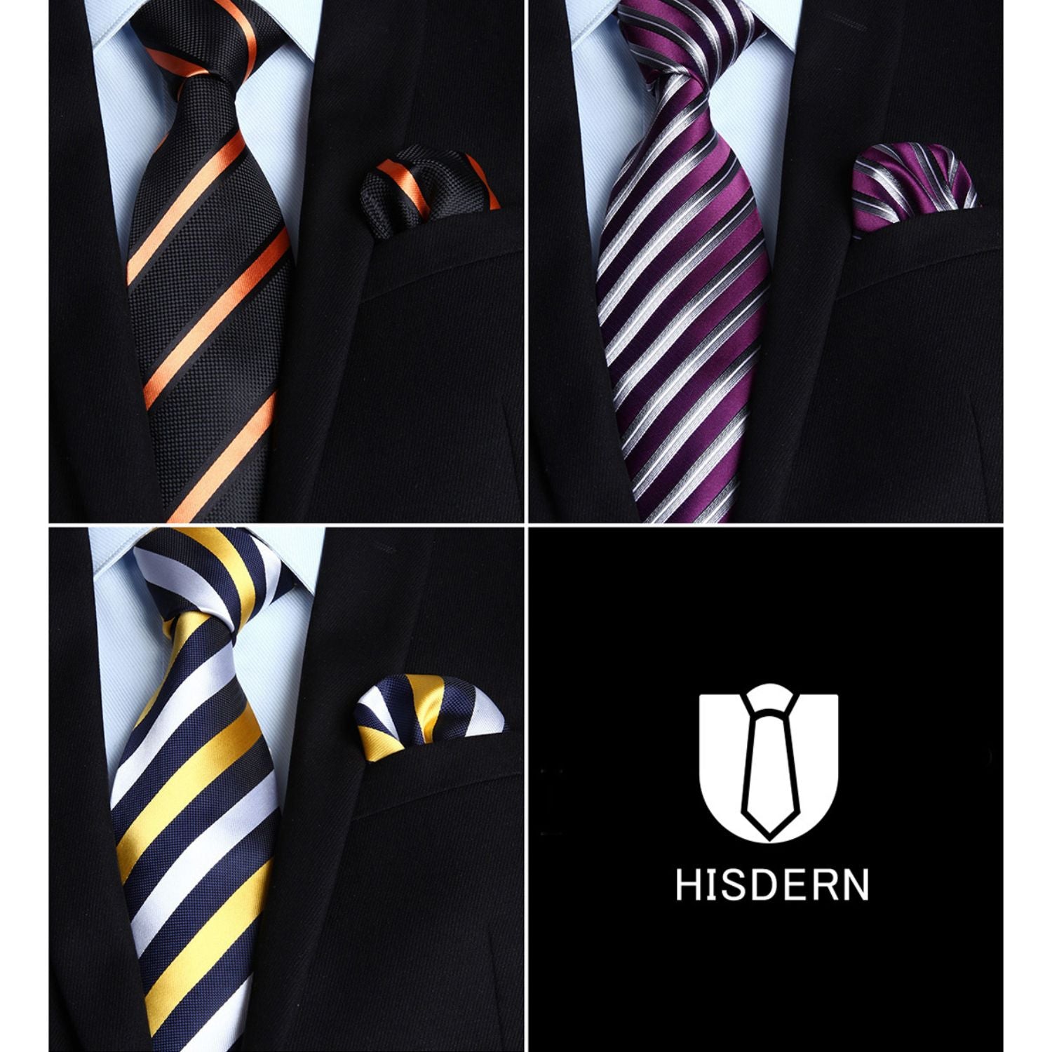 3PCS Tie & Pocket Square Set - T3-10 Christmas Gifts for Men